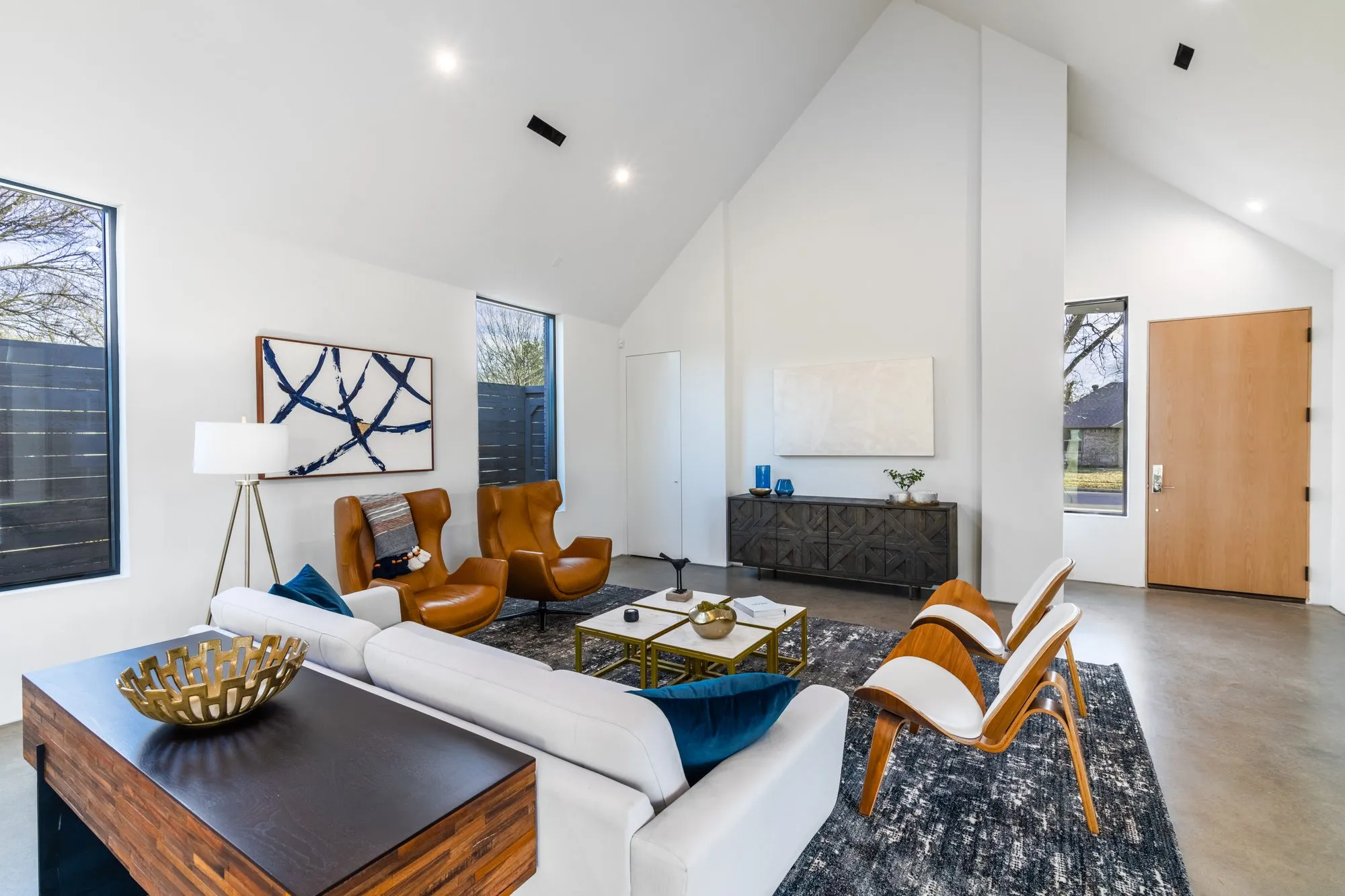 3805 Eaton Drive: living room under a vaulted ceiling