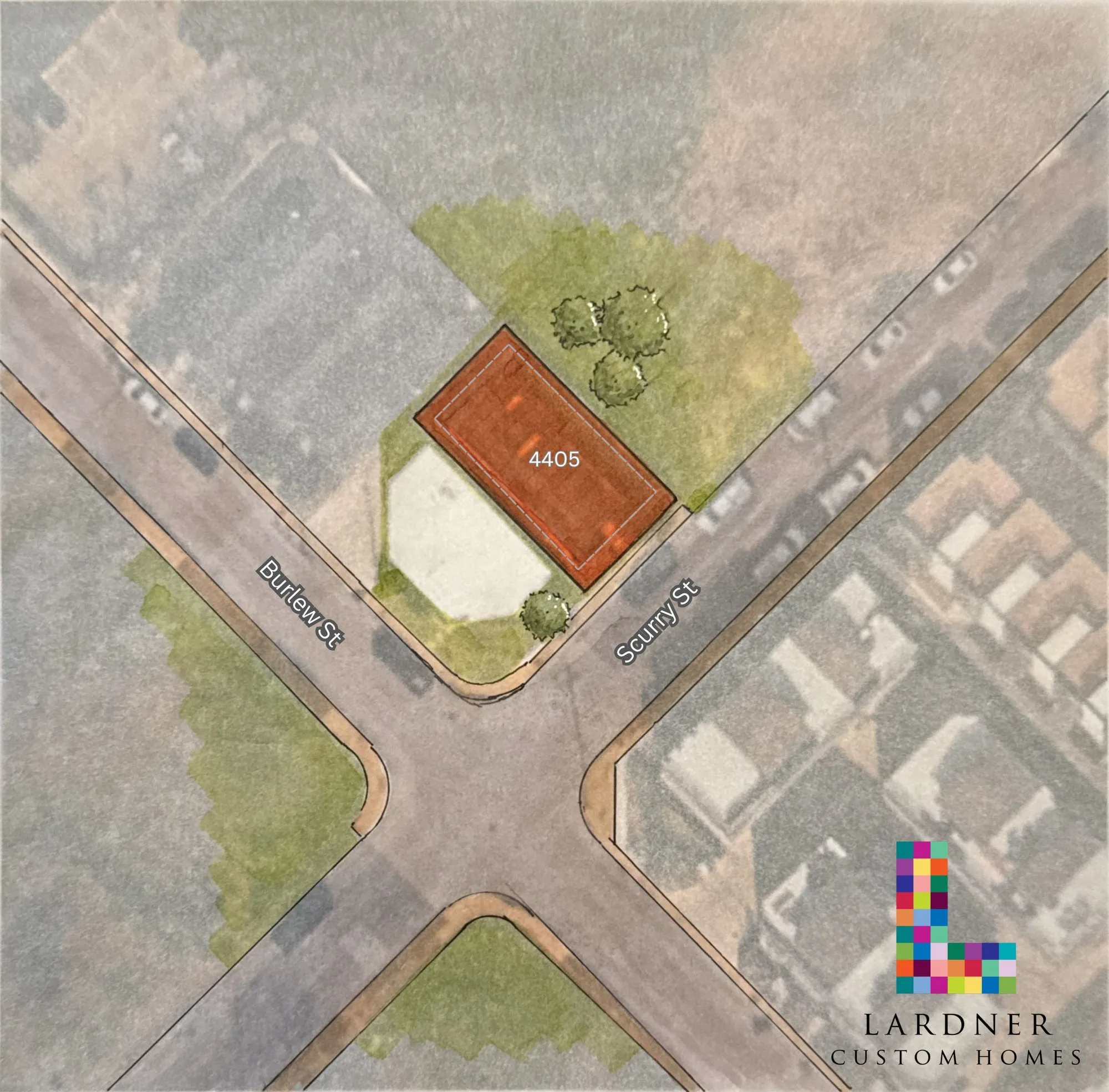 Drawing of the lot at 4405 Scurry Street, near Burlew Street